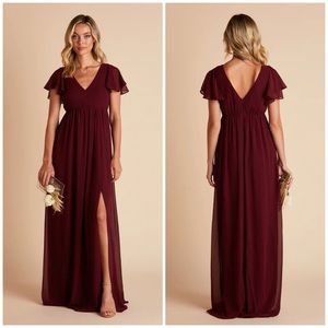 NEW Birdy Grey Hannah Empire Bridesmaid Maxi Dress Cabernet Chiffon Size Large
